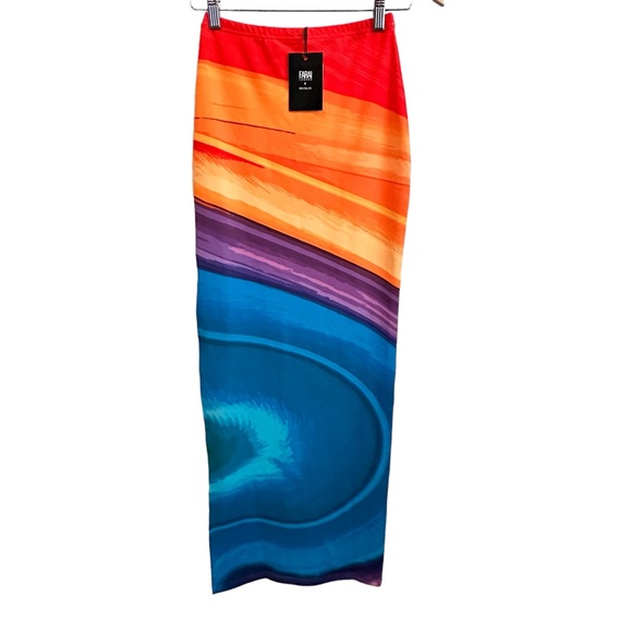FARAI LONDON X REVOLVE NWT sz Small high waist skirt Tala Maxi Dress in Rainbow - Picture 2 of 11